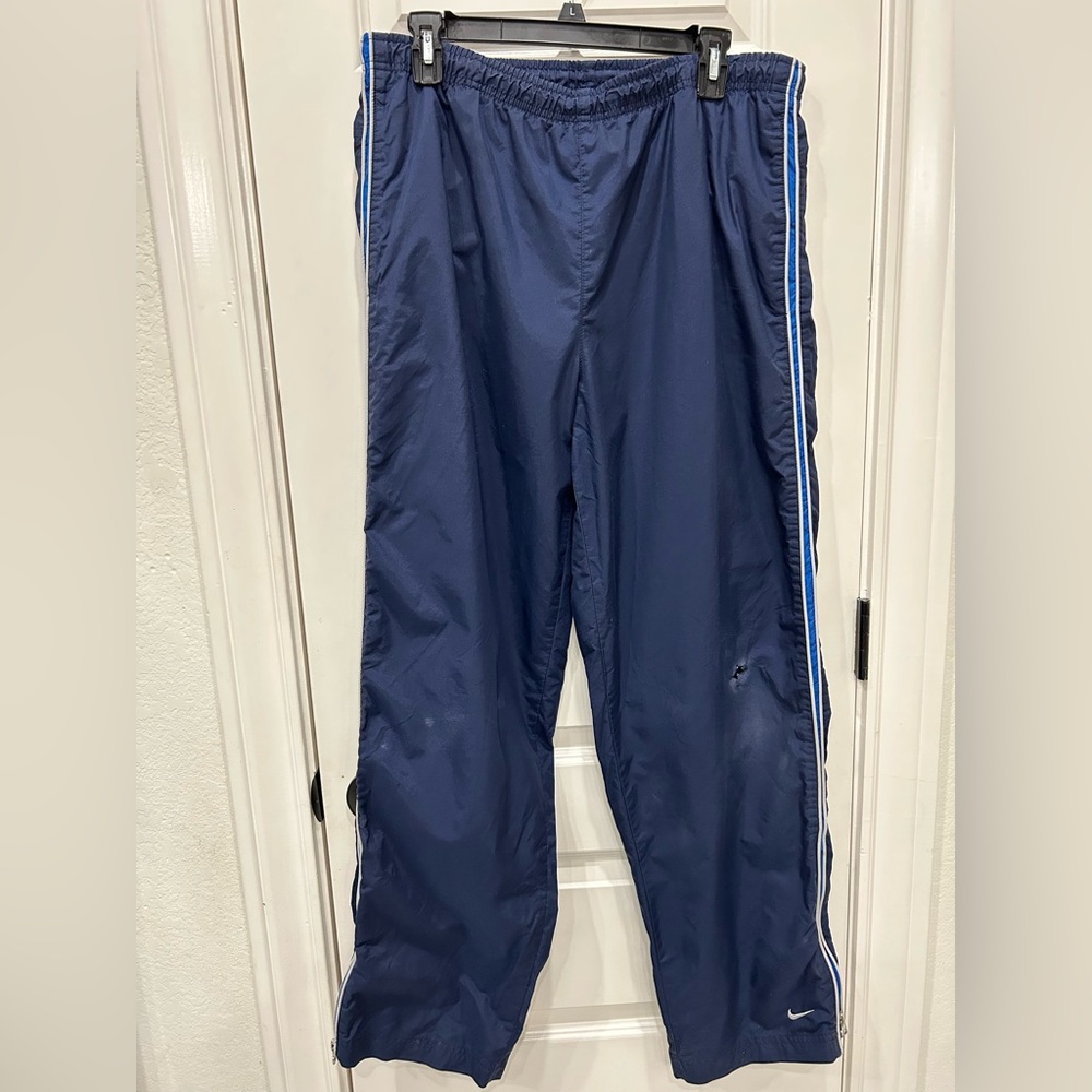 Nike 90’s Y2K Navy Blue Sweat Pants Side Leg Zipper Streetwear Bella Had…